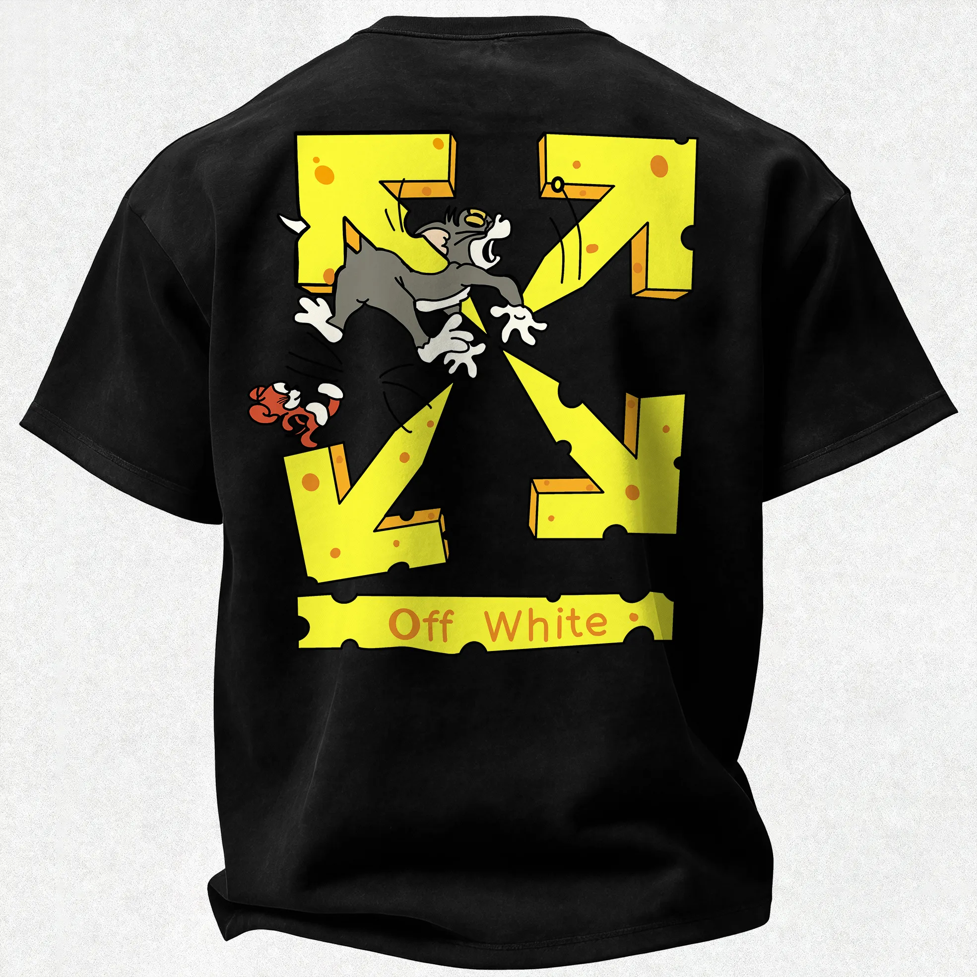 Off-White Tom And Jerry Cheese Arrow Printed Men's T-shirt