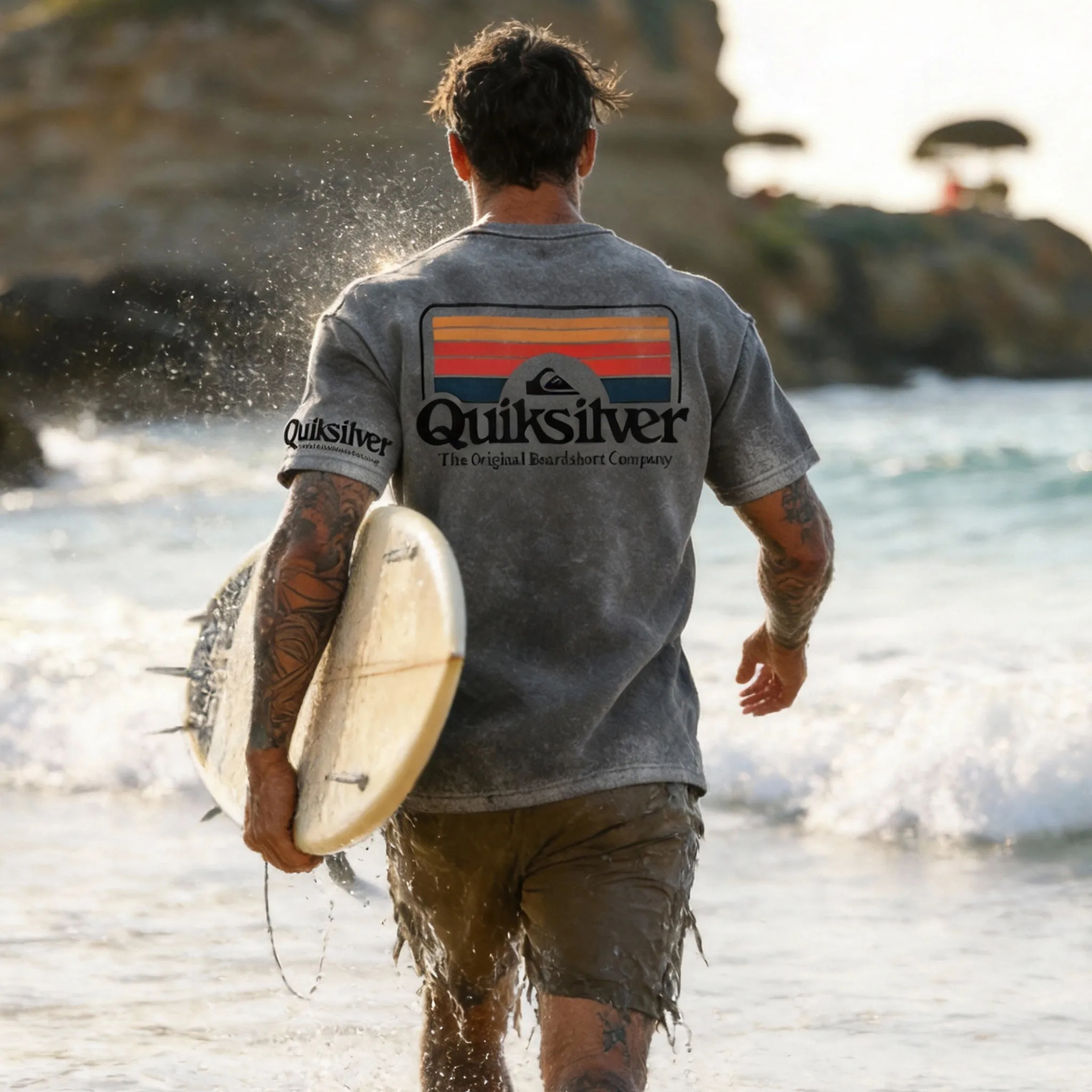 Quiksilver Retro Sunset Logo Printed Men's T-shirt