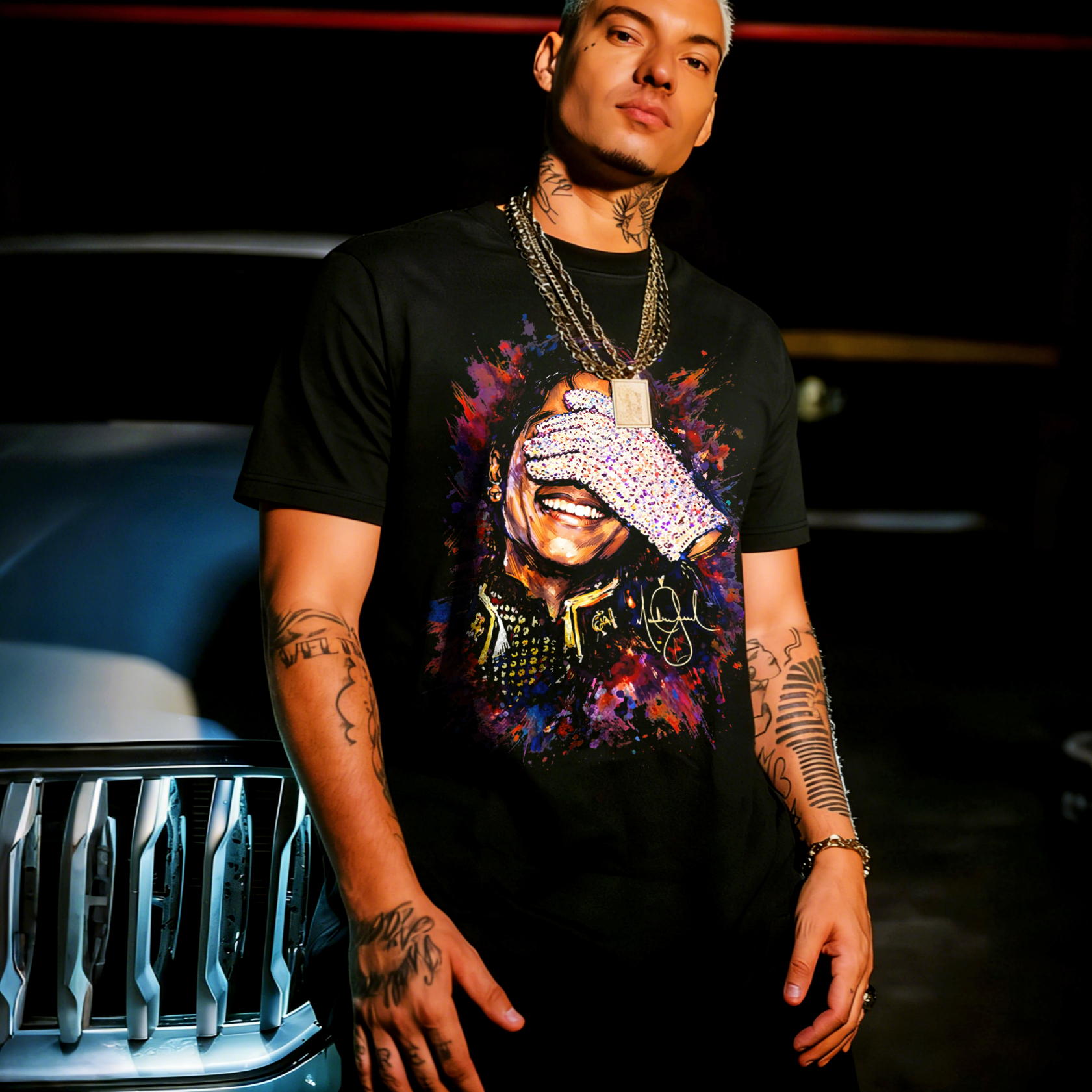 Michael Jackson Crystal Glove Art Printed Men's T-shirt