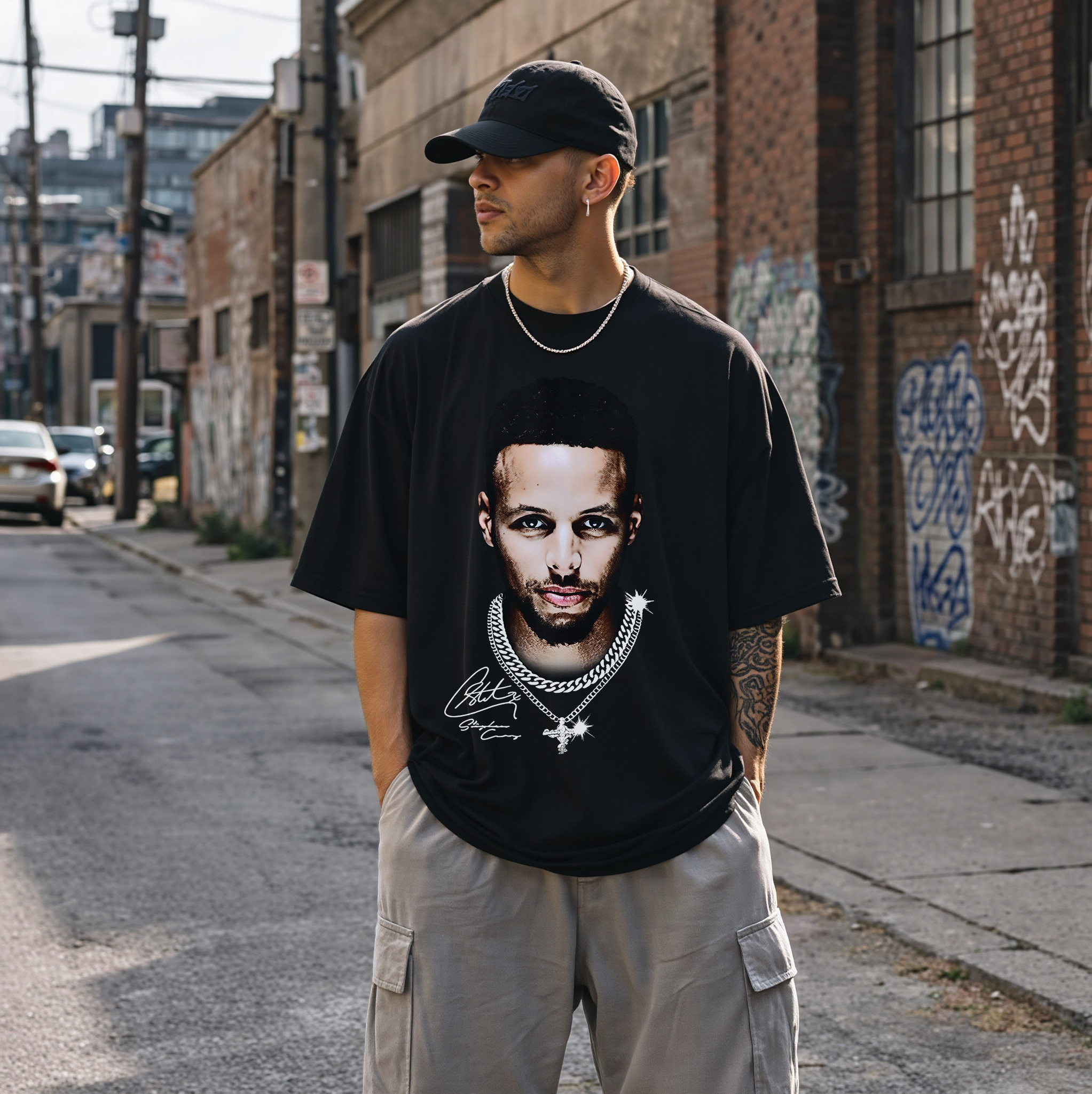 Stephen Curry Printed Men's T-shirt（Double-sided Print）