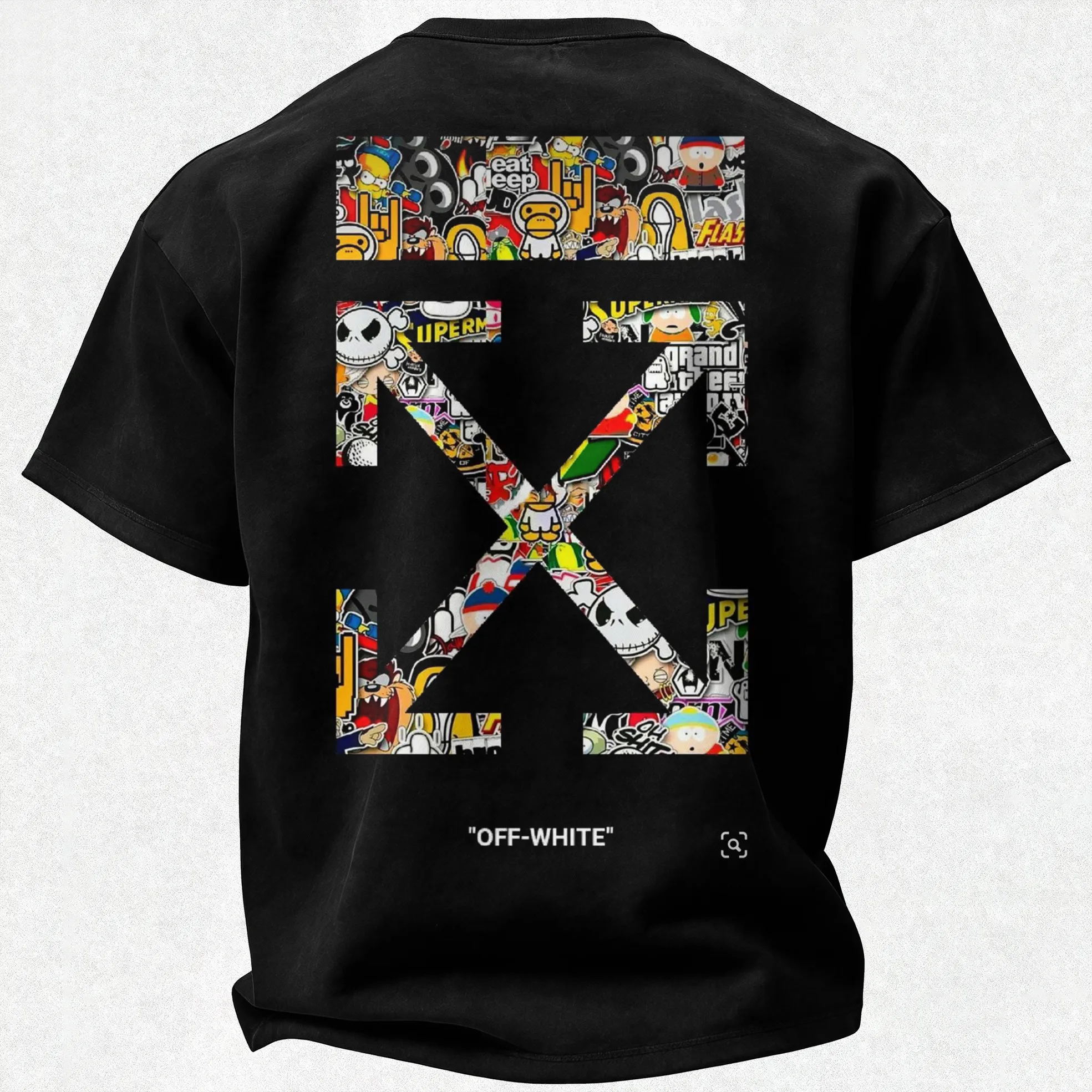 Off-White Sticker Collage Arrow Printed Men's T-shirt