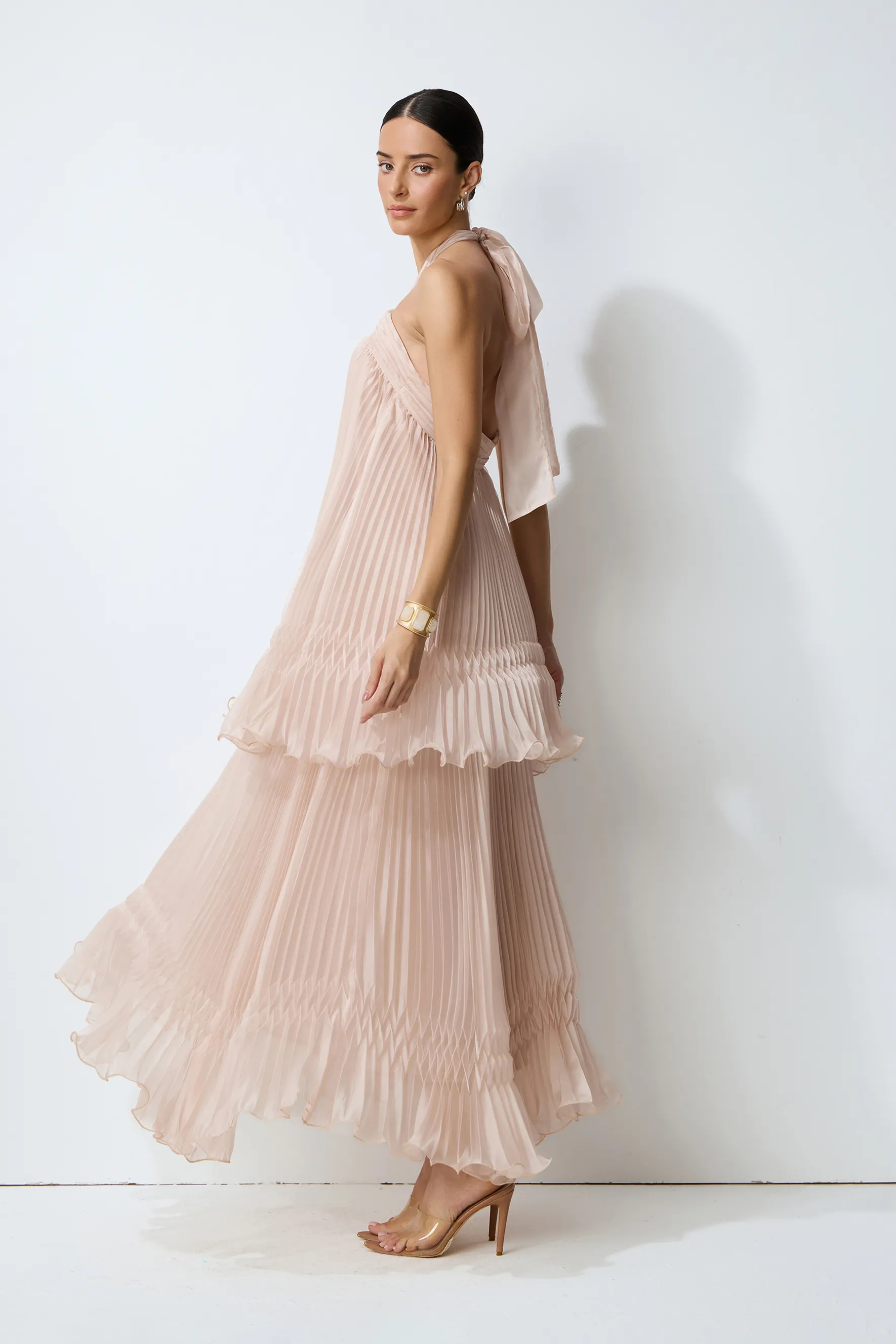 Celia Pink Backless Halter Dress