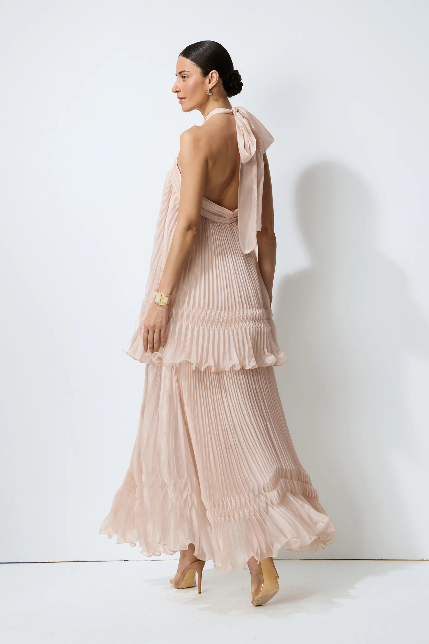 Celia Pink Backless Halter Dress
