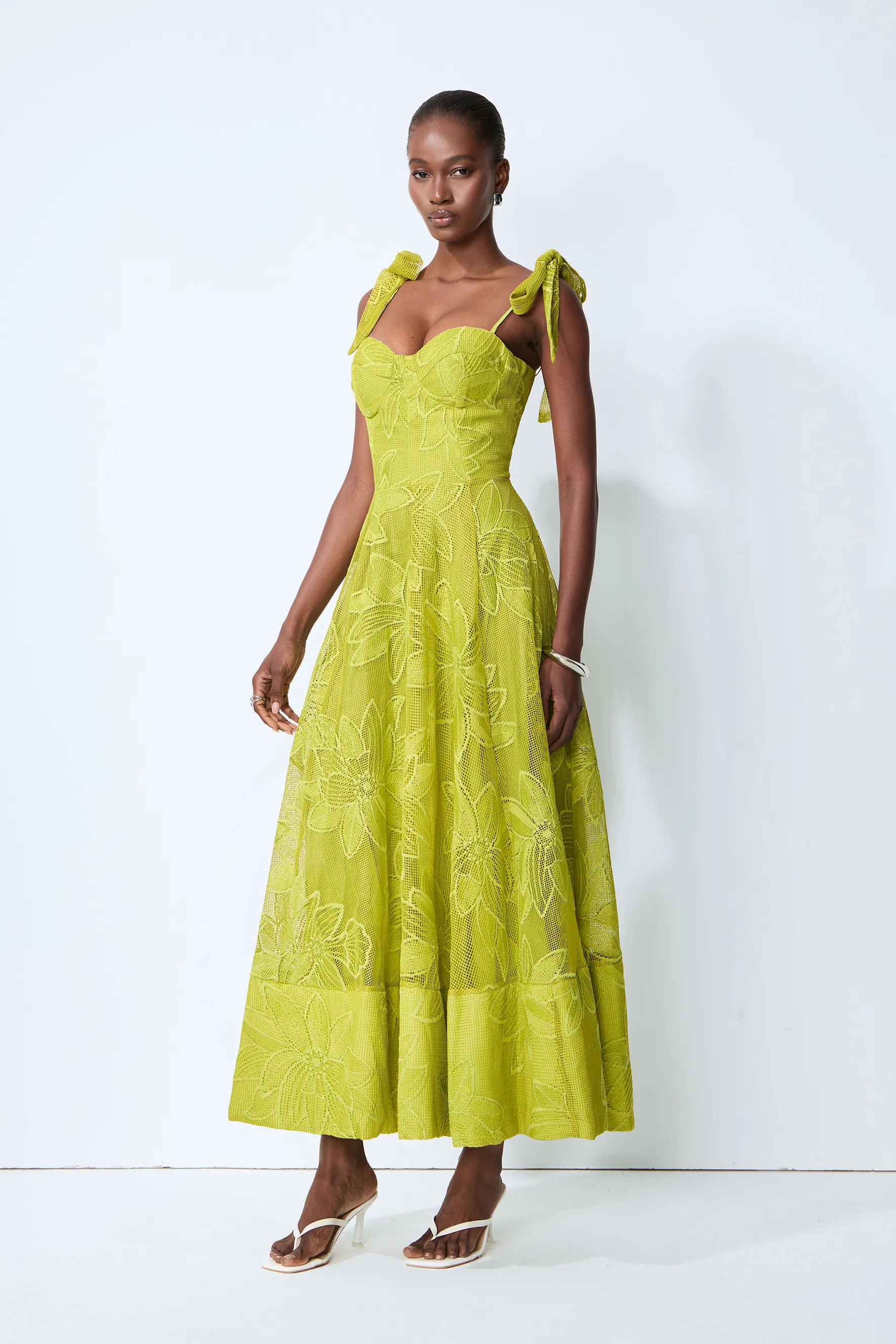 Elora Yellow Strapless Jacquard Maxi Dress