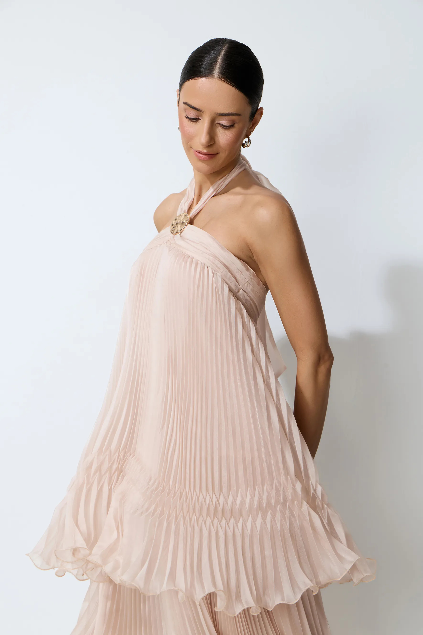 Celia Pink Backless Halter Dress