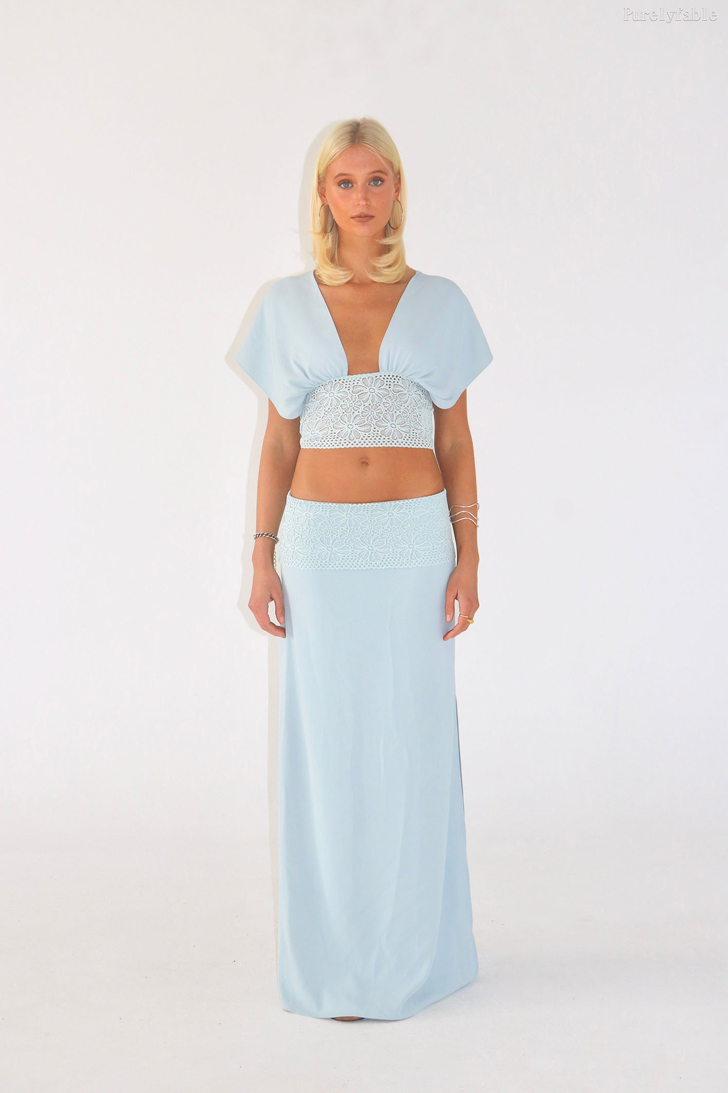 Alina White Short Top Irregular Skirt Ttwo-Piece Set
