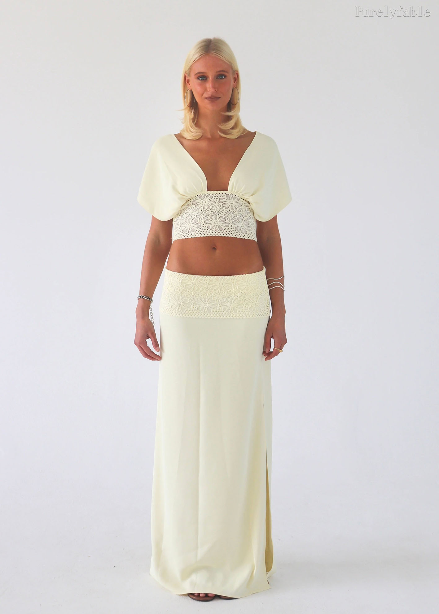 Alina White Short Top Irregular Skirt Ttwo-Piece Set