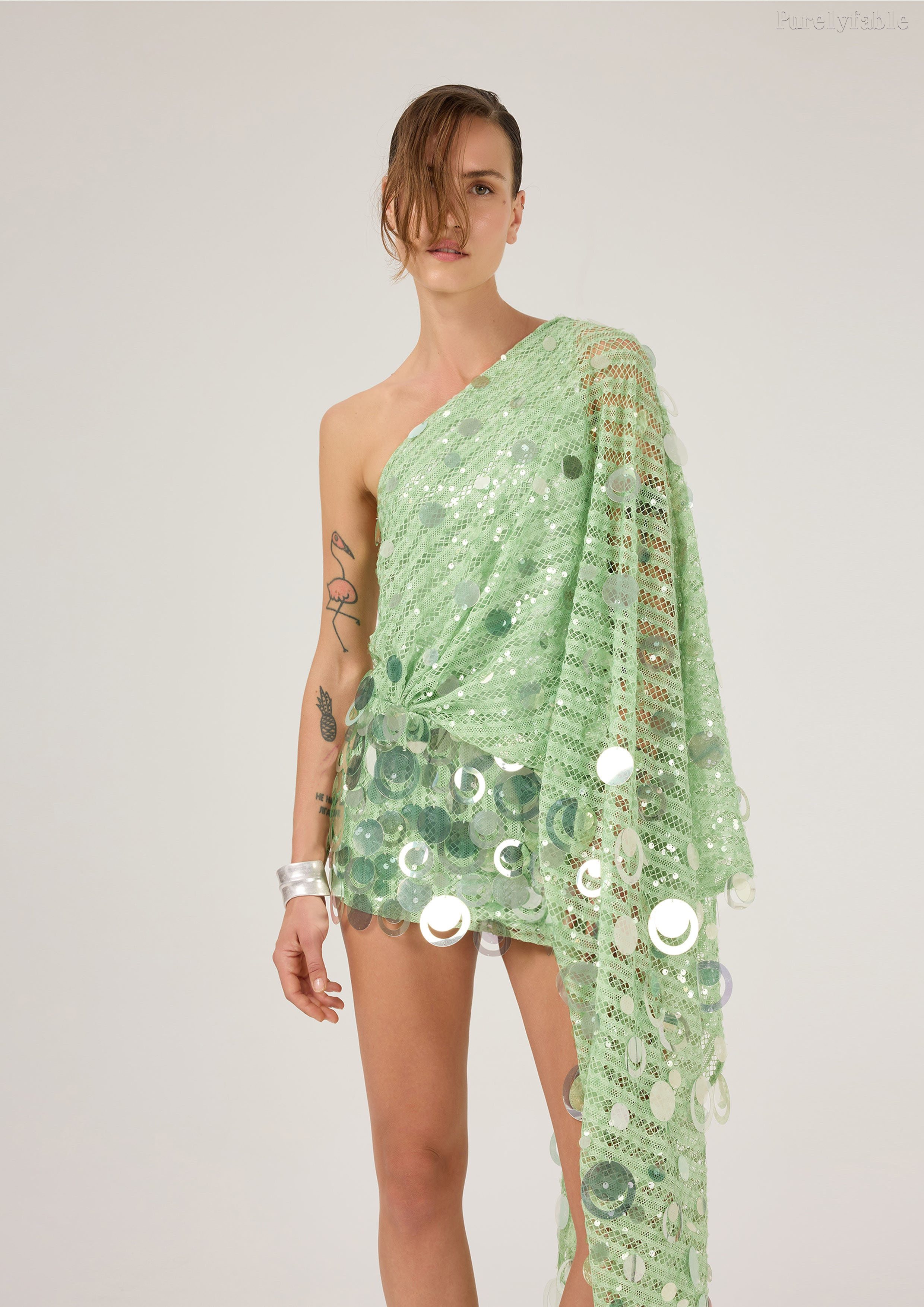 Ariana Green Single Shoulder Size sequin Dress