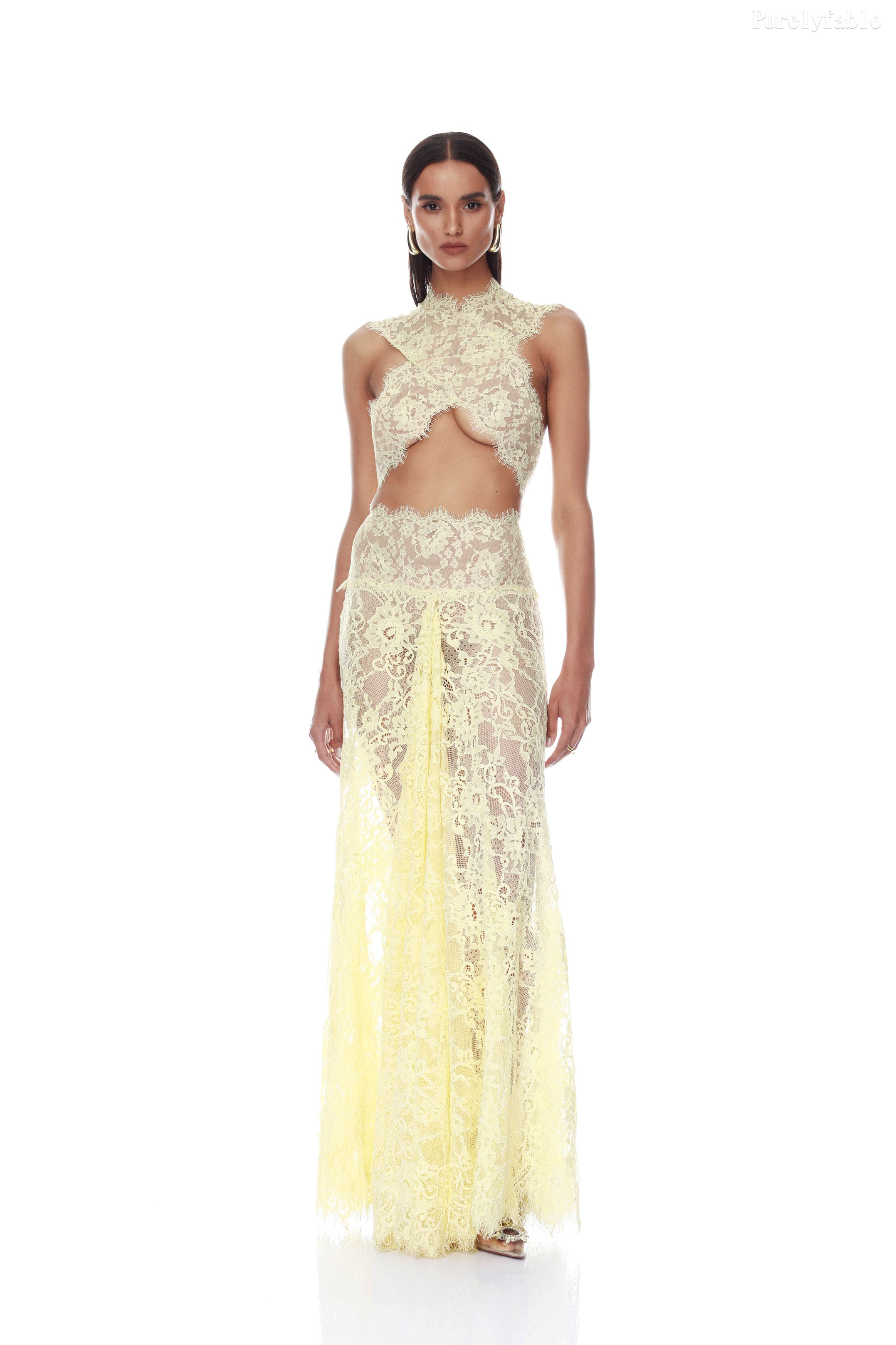 Yara Yellow Lace Gradient Dress Set
