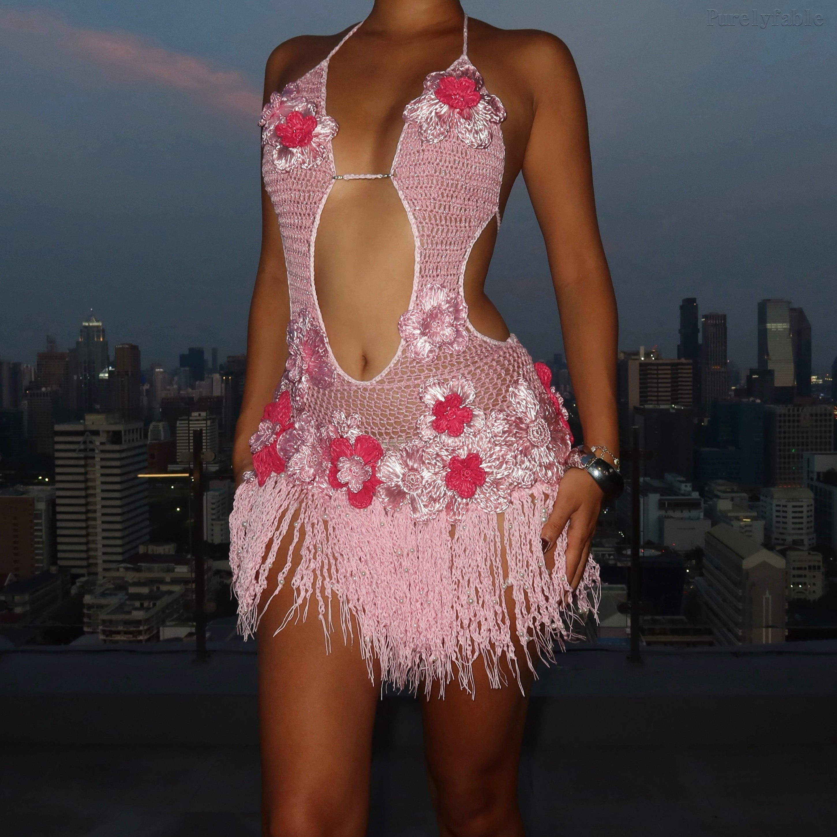 Eileen Pink Cut-out Tassel Mini Skirt