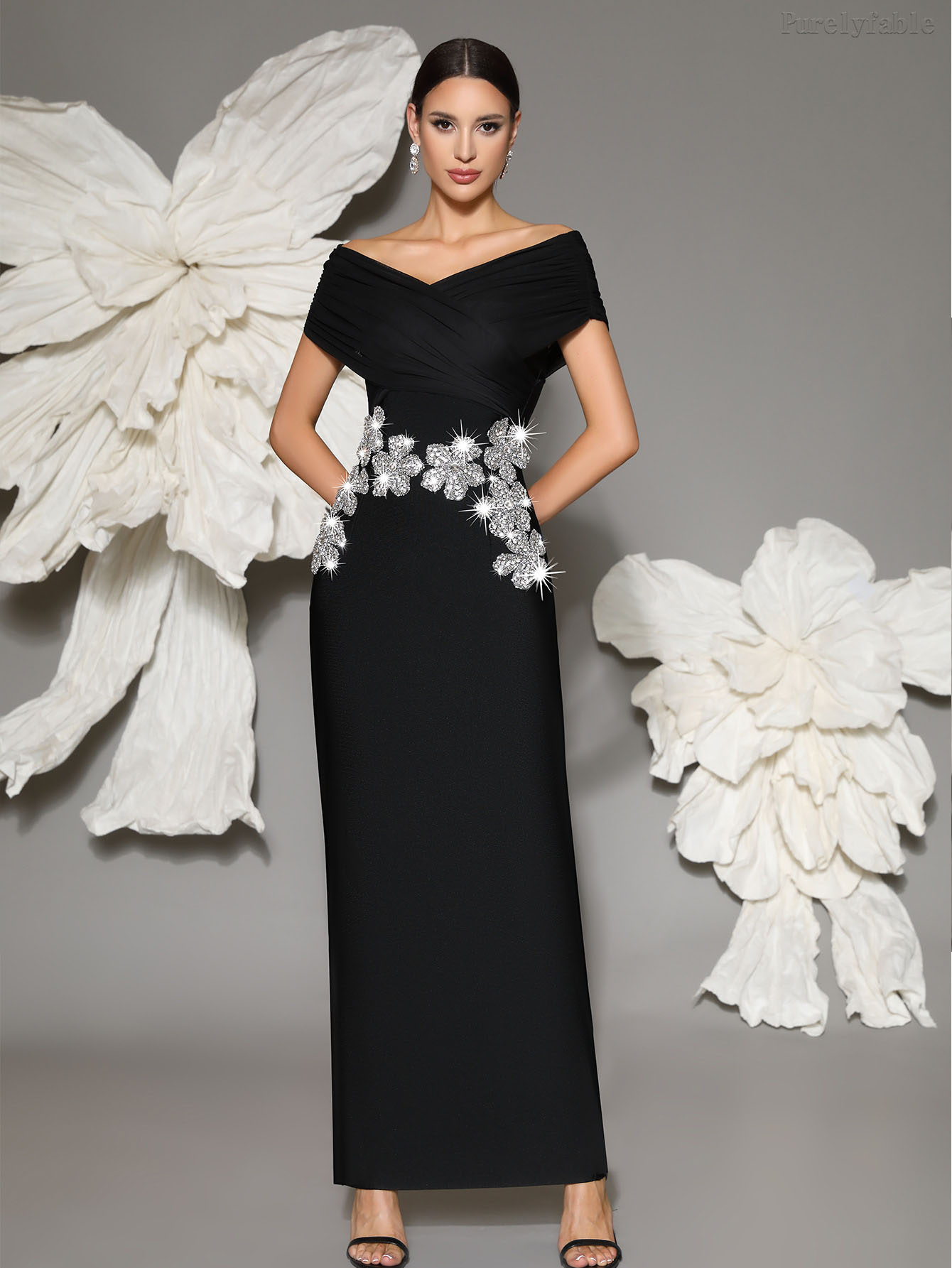 Vivian Black One Shoulder Slimming Dress