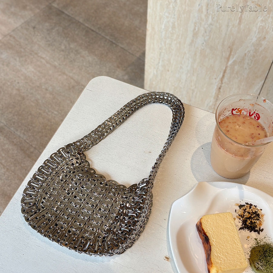 Silver Single Shoulder HandBag