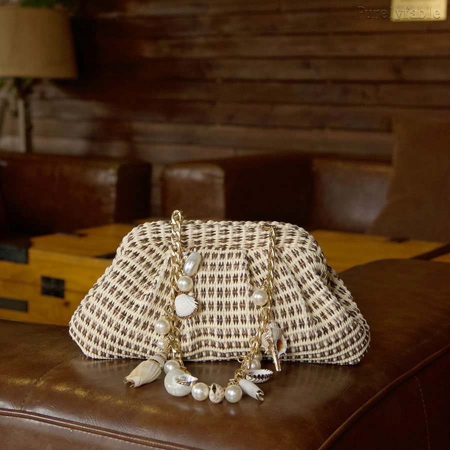 Beige Woven Cloud Bag