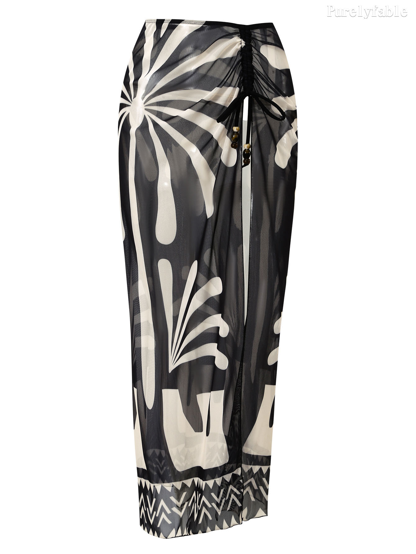 Cecelia Black Swimsuit Wrapped Skirt Two-Piece Set