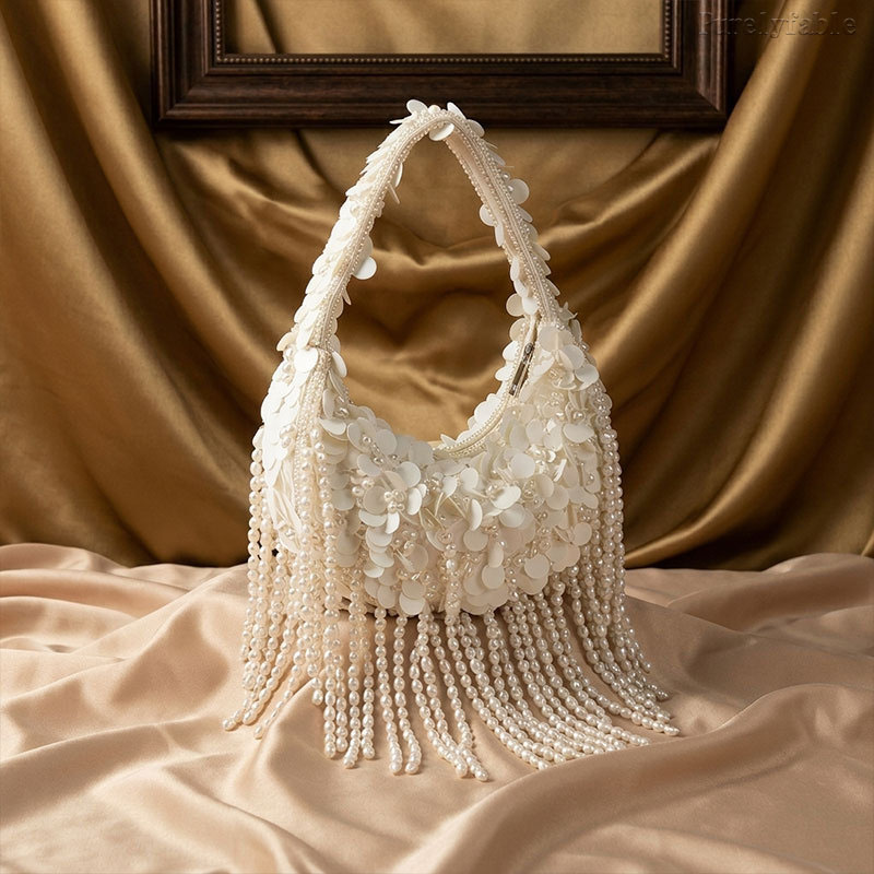 White Bead Shoulder Bag