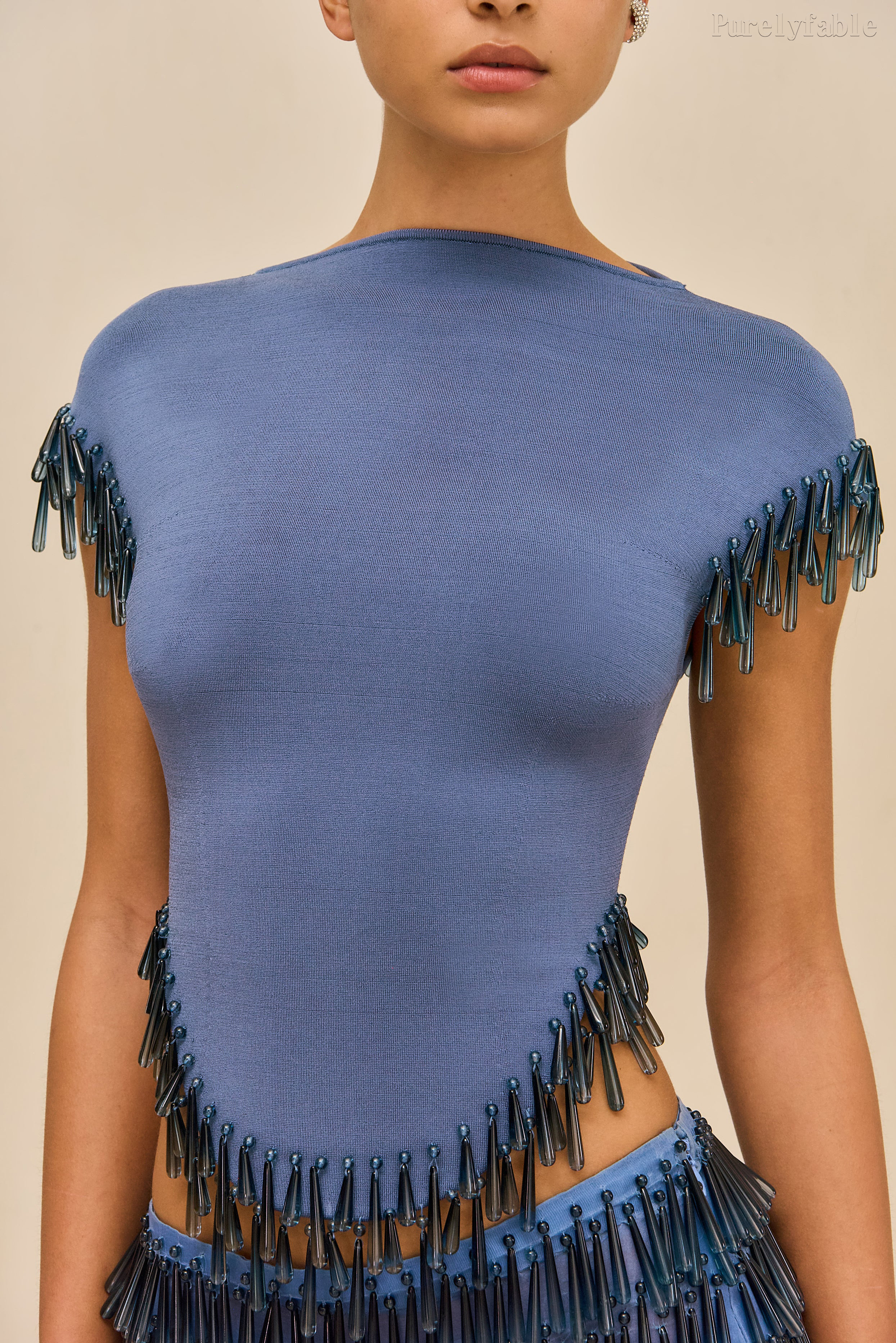 Elysse Blue Cover-Up With Short Sleeves Two-Piece Set