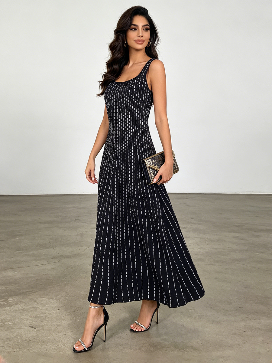 Azalea Black Striped Slip Dress