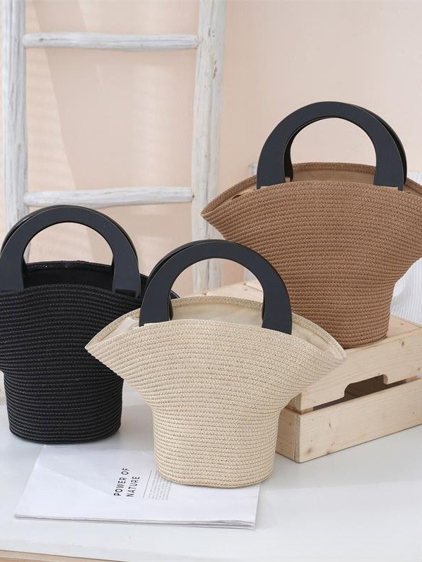 Off-White Wheat Straw Woven Bag