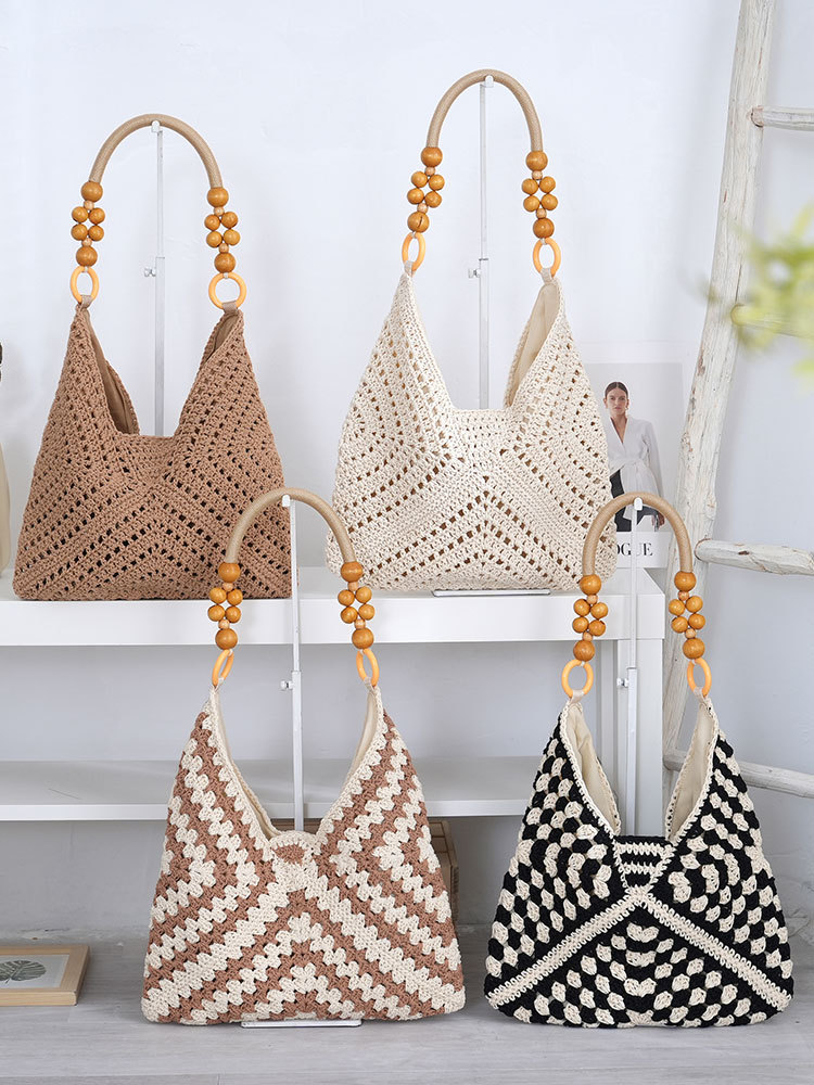 Khaki Woven Shoulder Bag
