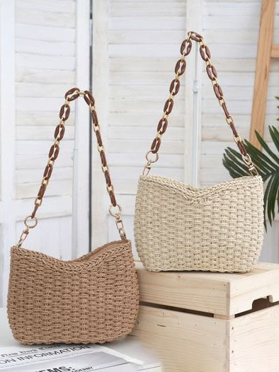 Off-White Straw Underarm Bag