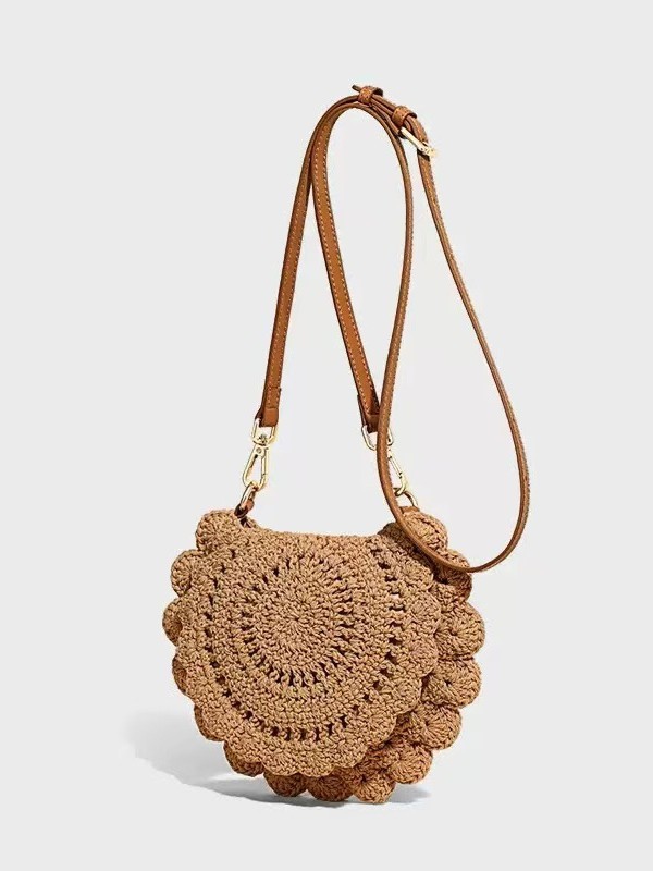 Khaki Knitted Crossbody Bag
