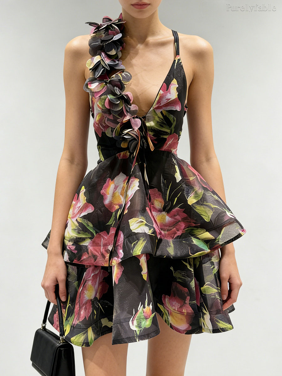 Esme Deep V-Neck Tiered Dress