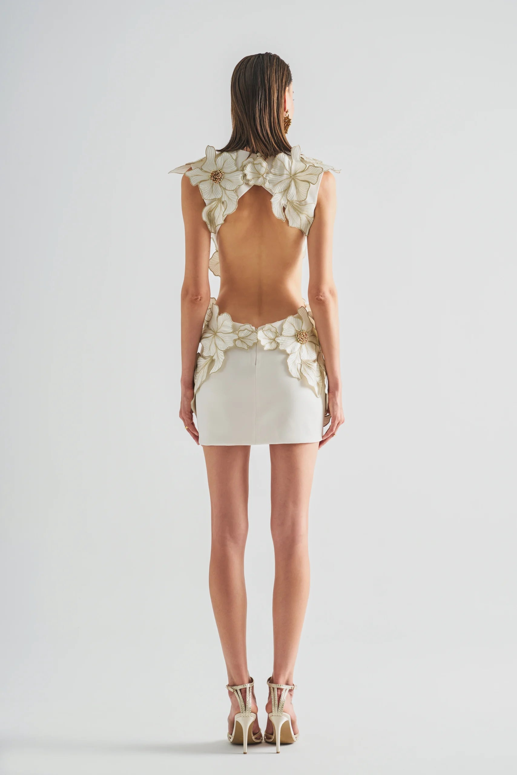 Charis White 3D Floral Mini Skirt