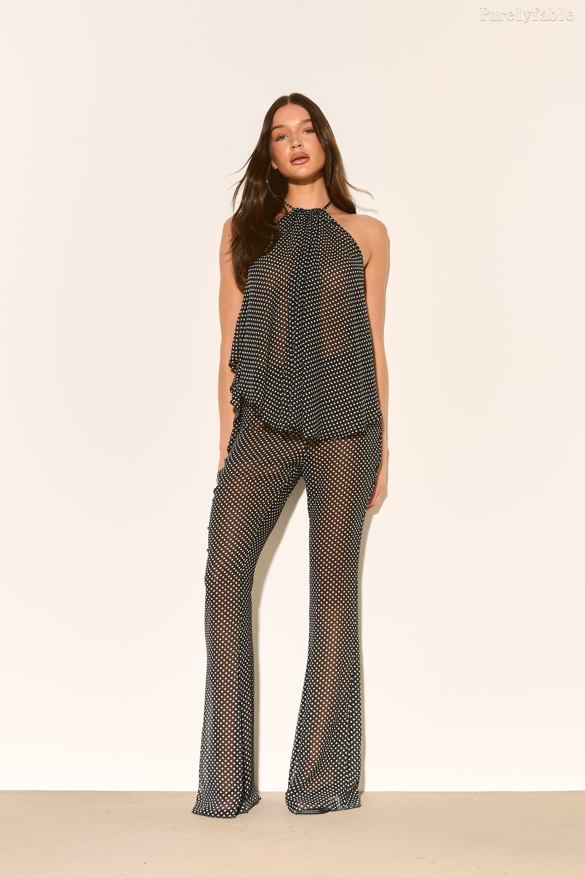 Eleanor Black Neck Hanging Pants Headscarf Three Piece Set