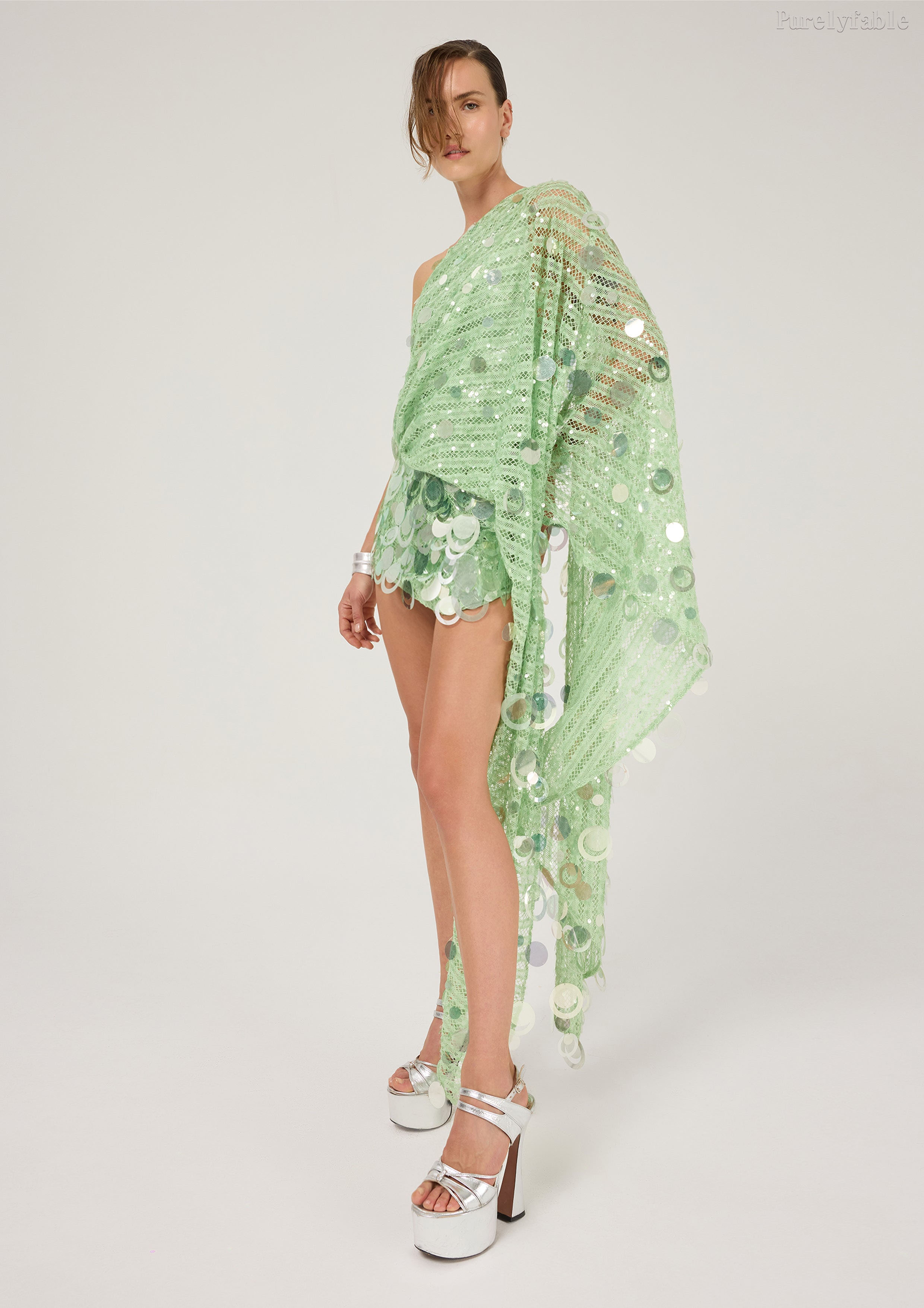 Ariana Green Single Shoulder Size sequin Dress