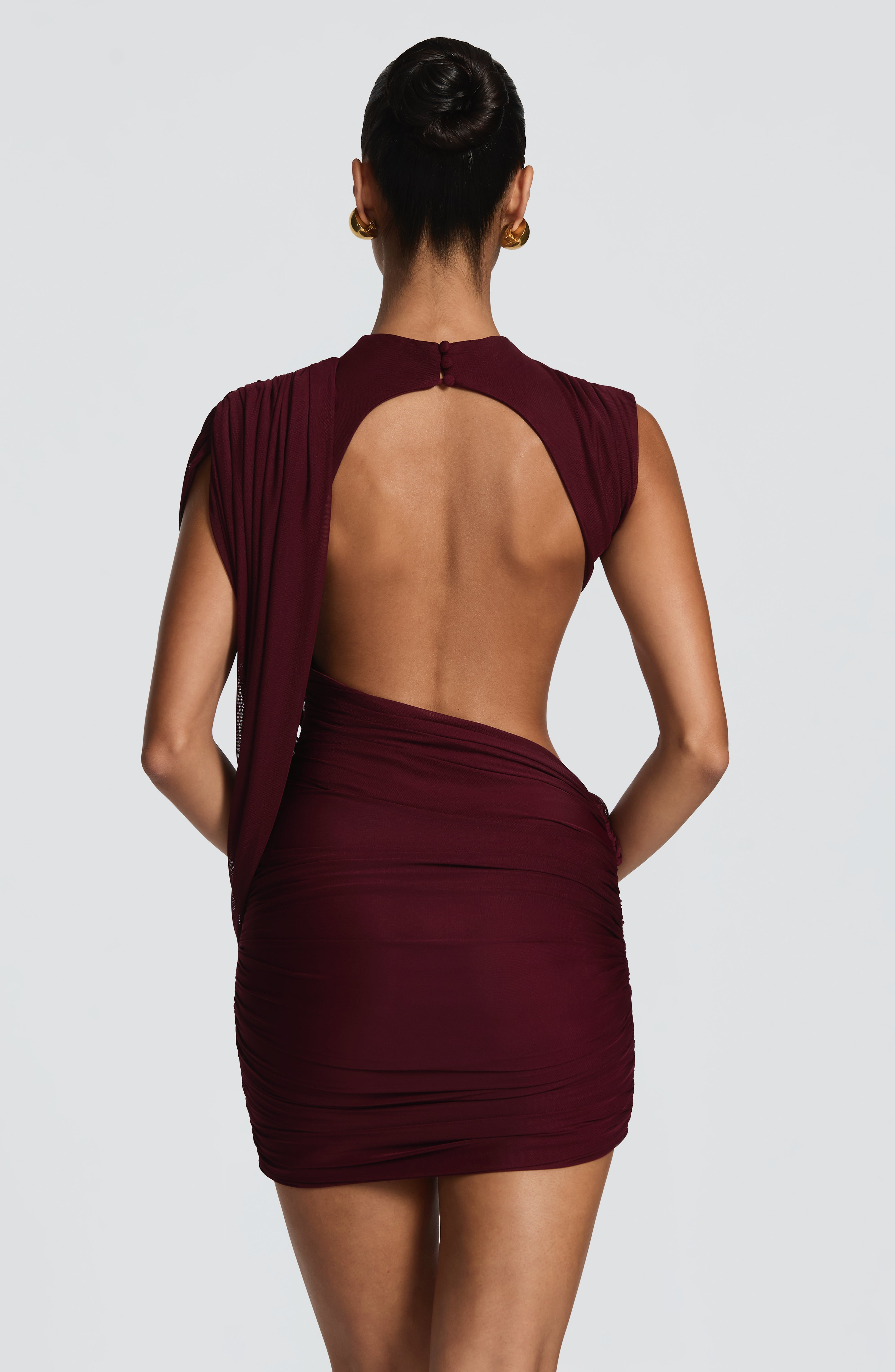 Camila Red Knotted Draped Mini Dress