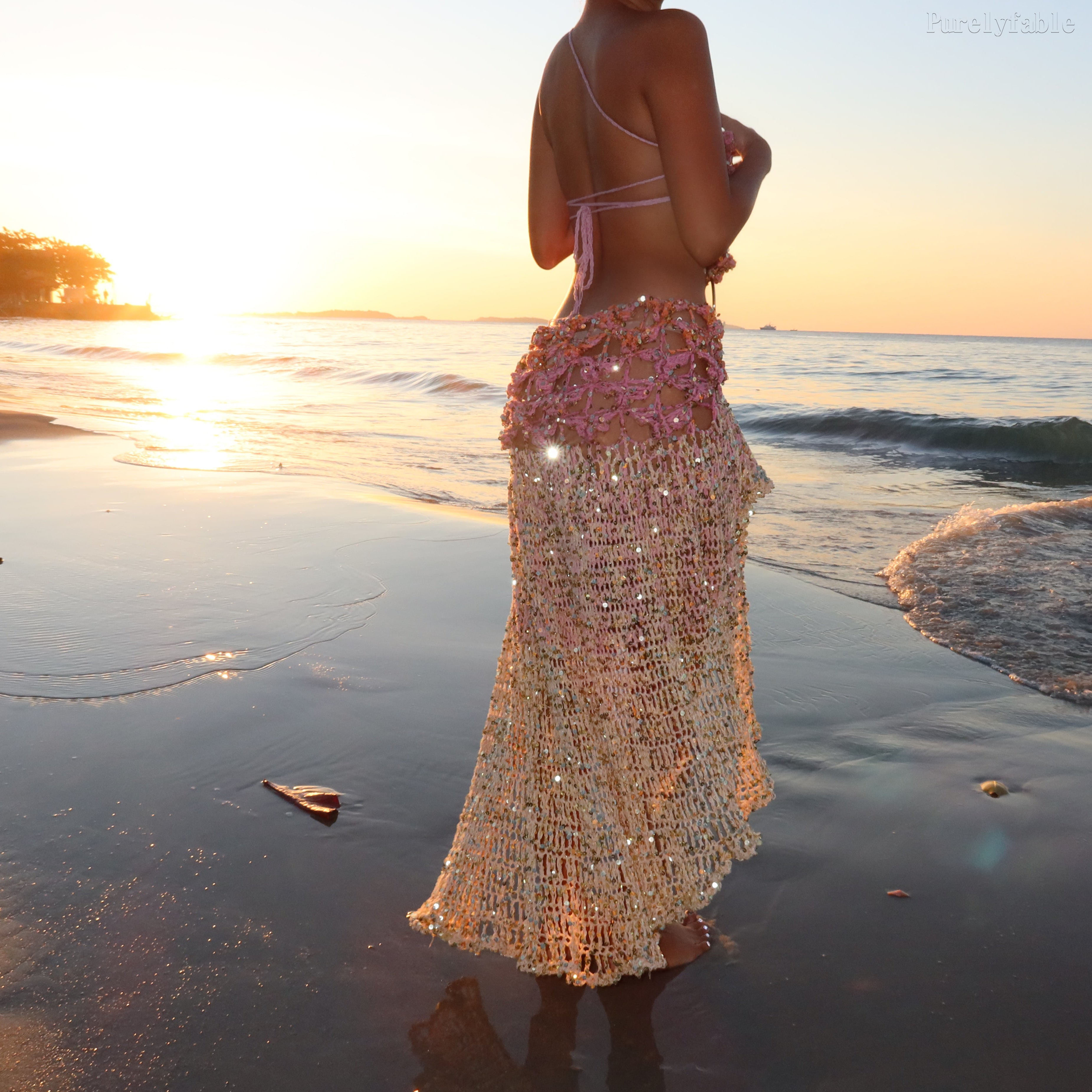 Brinley Pink Ombré Sequin Skirt Set