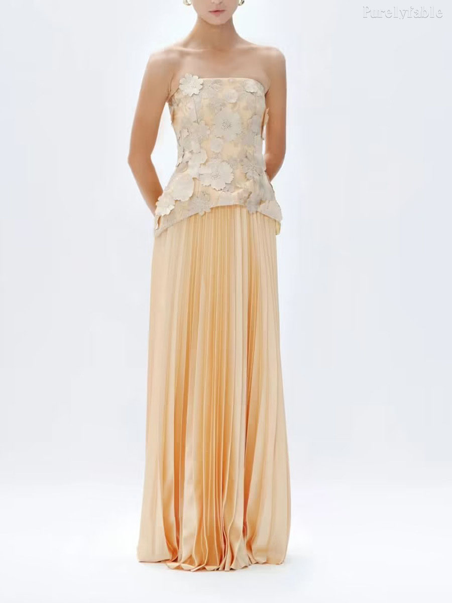 Athena Yellow Strapless Dress Set