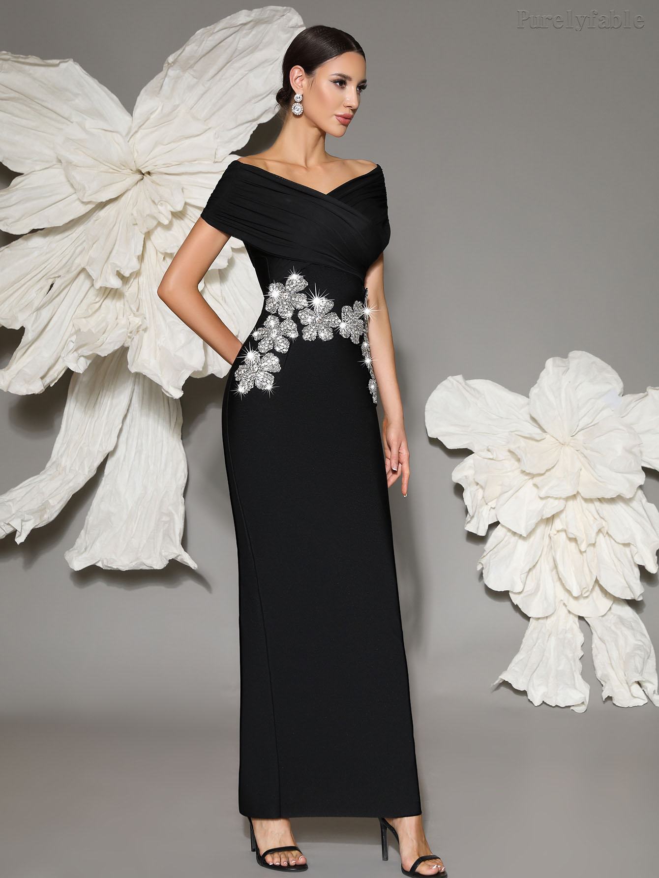 Vivian Black One Shoulder Slimming Dress