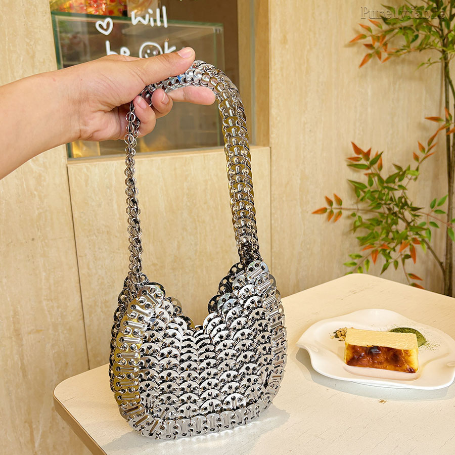 Silver Single Shoulder HandBag