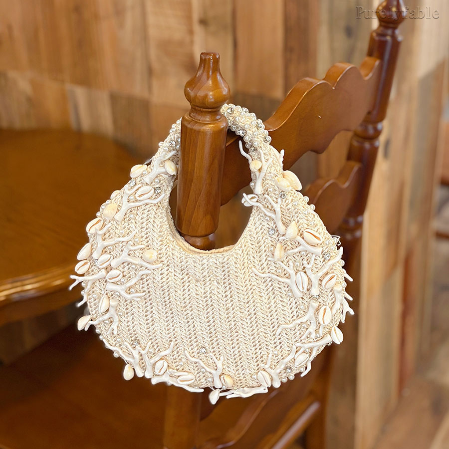 Off White Hand Woven Bag