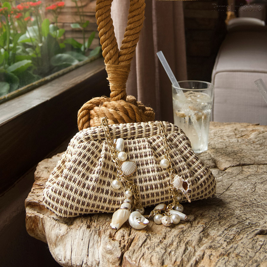 Beige Woven Cloud Bag