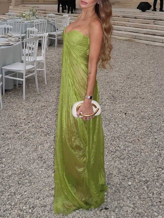 Adelaide Green Sexy Backless Camisole Maxi Dress