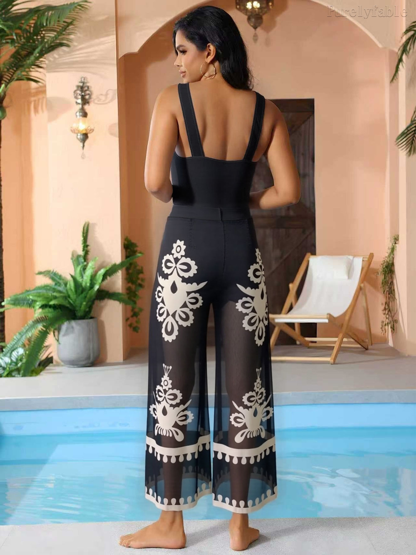 Beatrice Black Holiday Swimsuit Pants 3-Piece Set