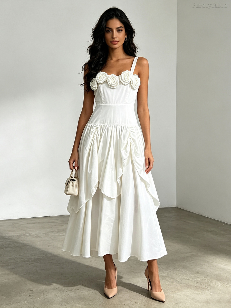 Eloise Rose-Colored High-Waisted A-Line Strapless Long Dress