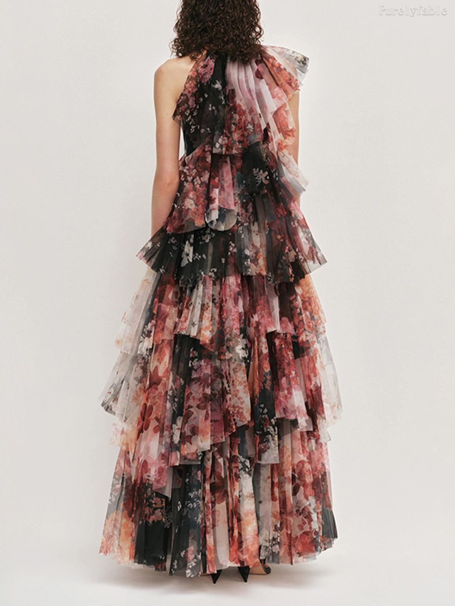 Ophelia Multi-Color Netted High-Waisted Dress