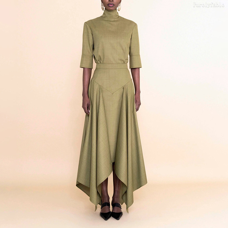 Iris Red Top And Irregular-Length Skirt Two-Piece Set