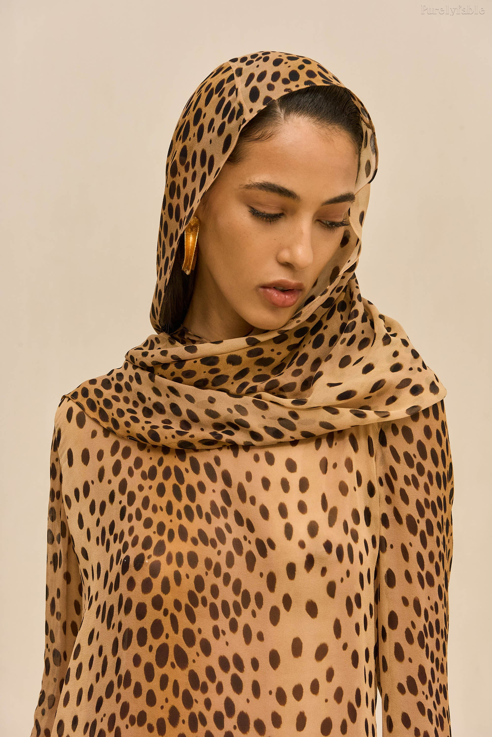 Eliza Khaki-Colored Leopard-Print Hooded Pullover Skirt