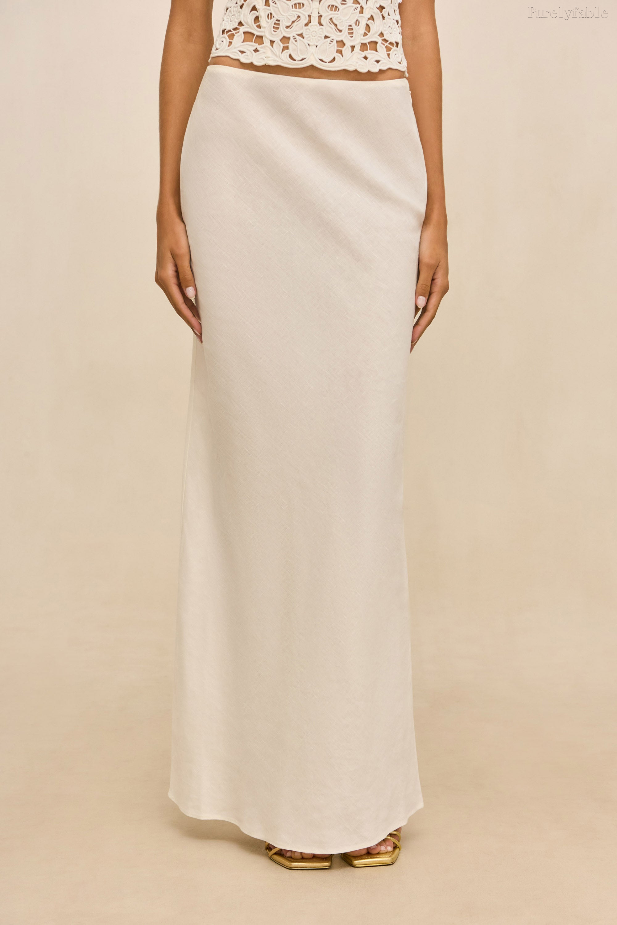 Evelina White Lace Short Strapless Fish Tail Long Set