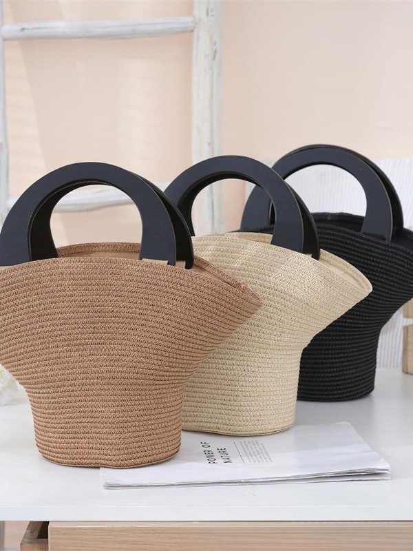 Off-White Wheat Straw Woven Bag