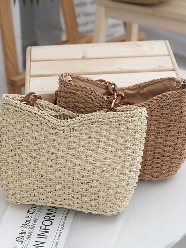 Off-White Straw Underarm Bag