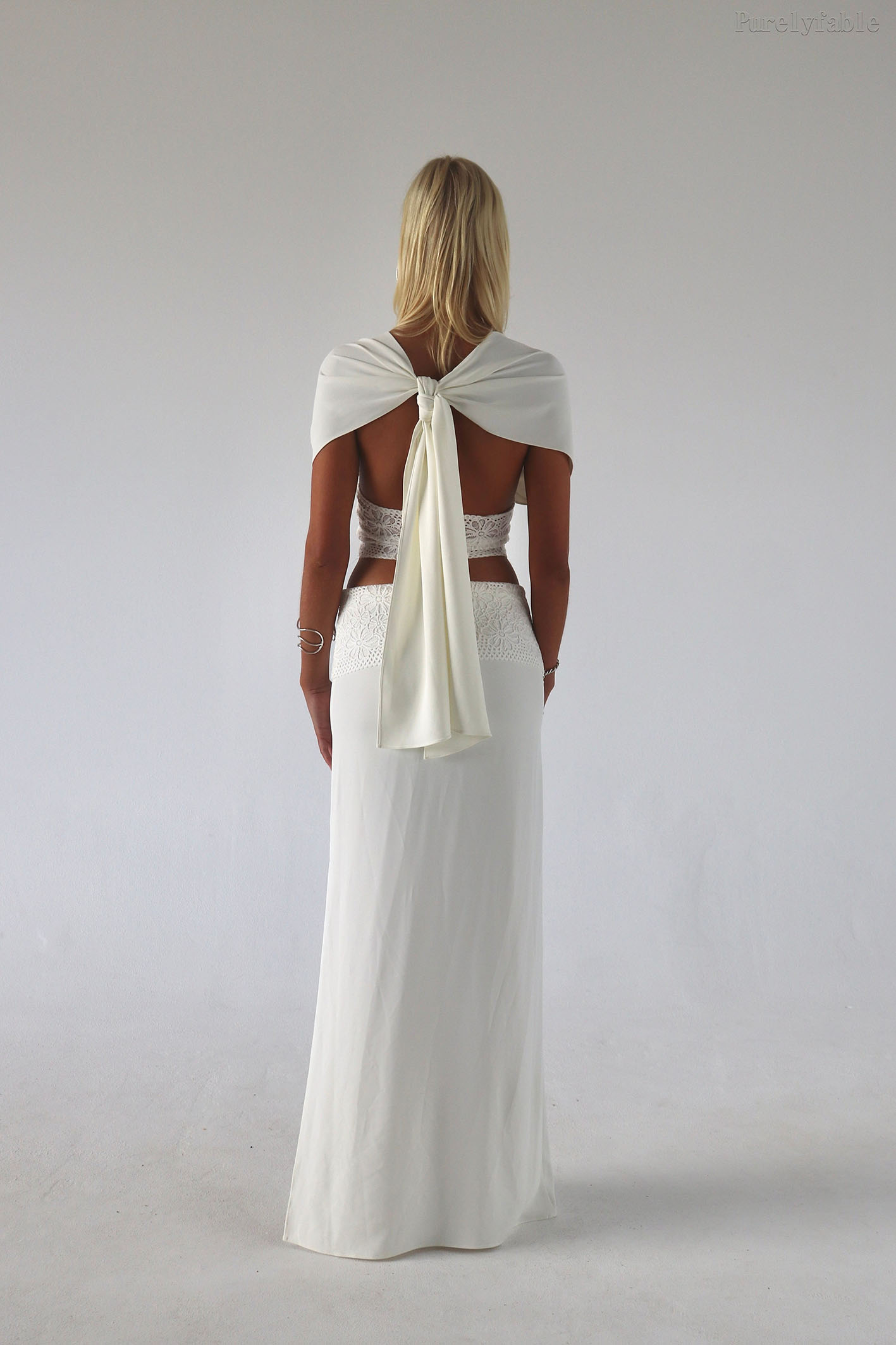 Alina White Short Top Irregular Skirt Ttwo-Piece Set