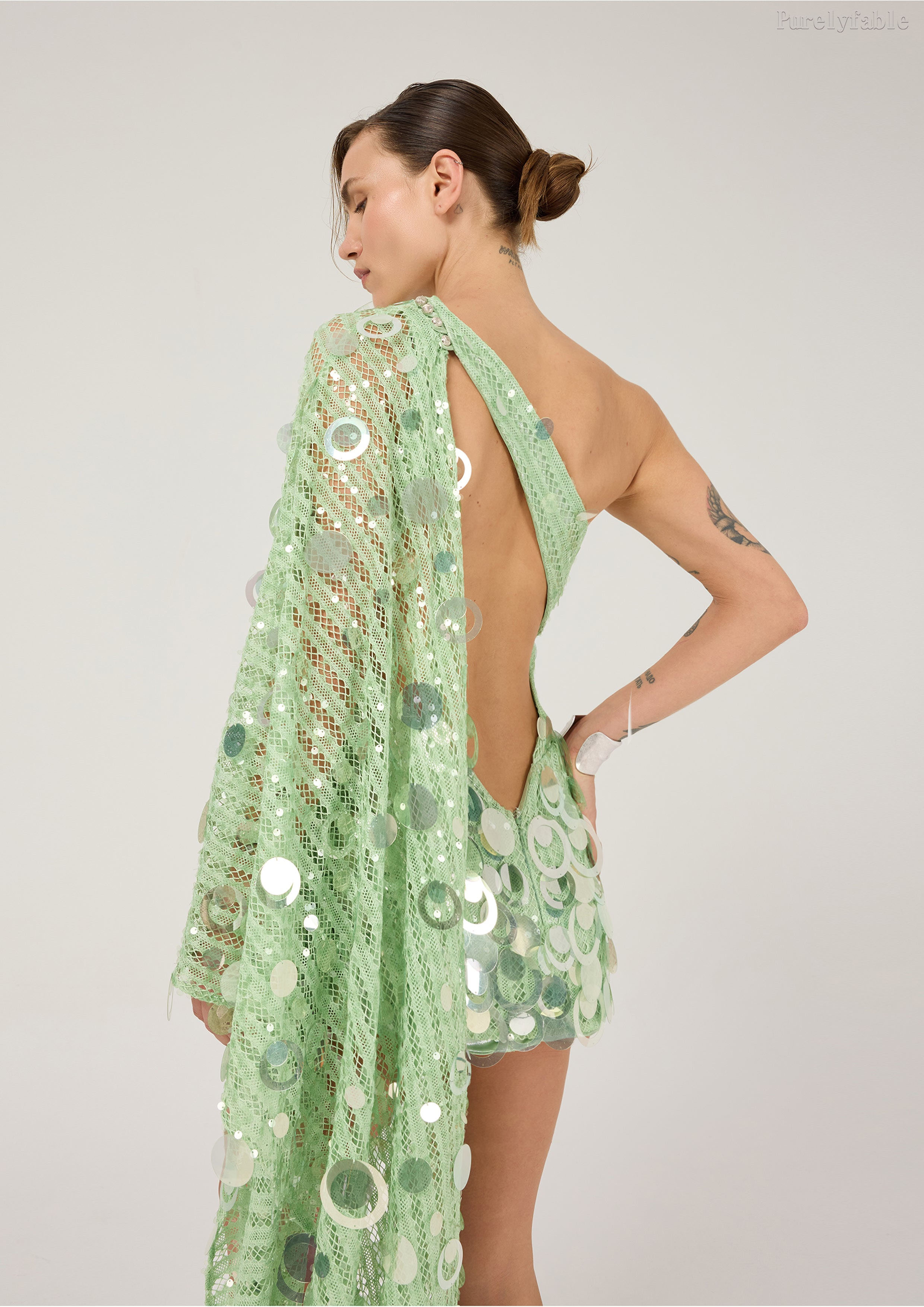 Ariana Green Single Shoulder Size sequin Dress