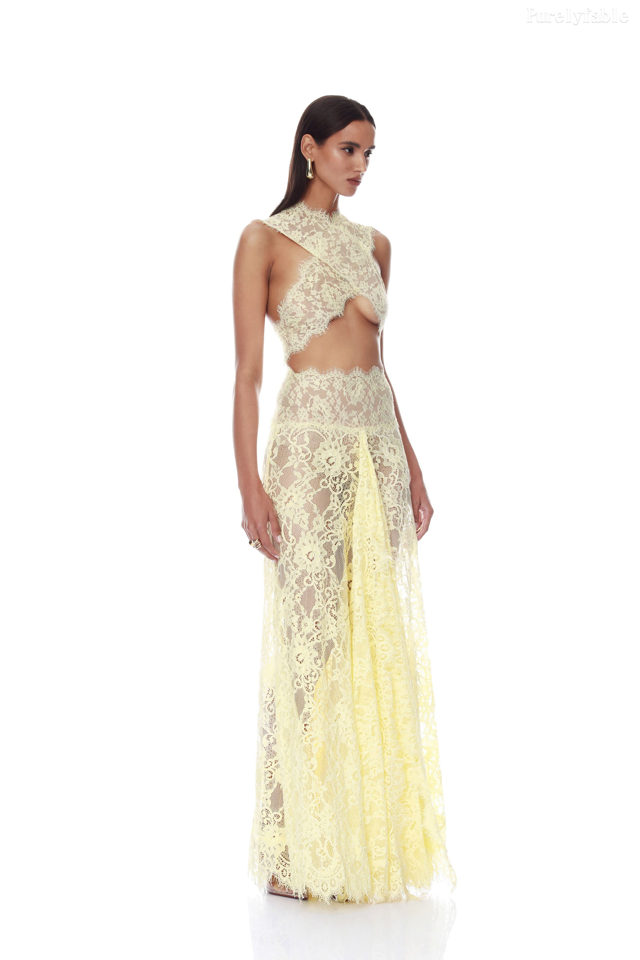 Yara Yellow Lace Gradient Dress Set