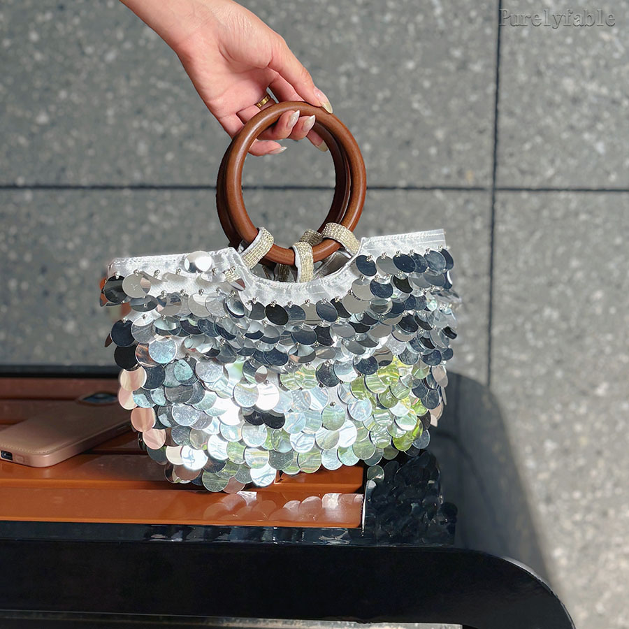 Silver Circular Handbag