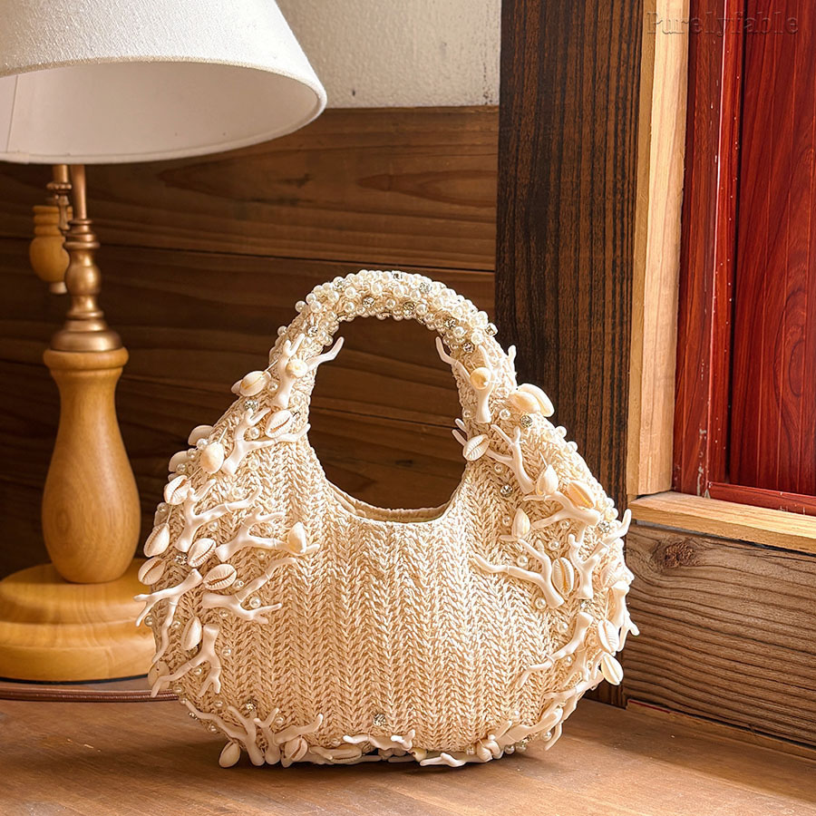 Off White Hand Woven Bag